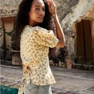 DOEN Yana Blouse Top NWT Yellow Cottage Garden